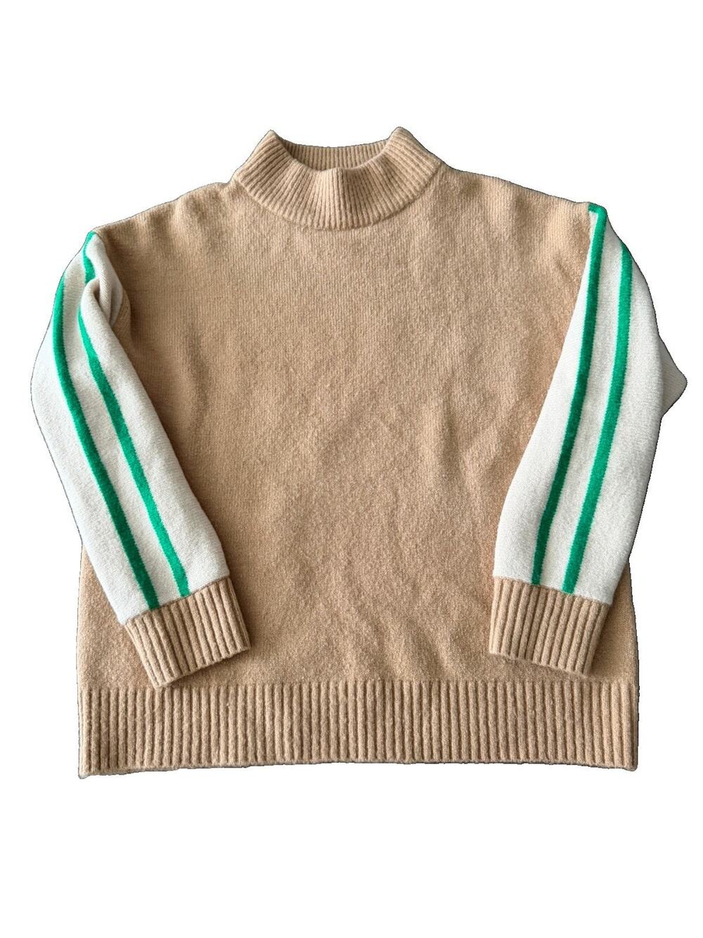 THML Womens Size XS Sweater Tan Green Stripe Boho Granola Girl